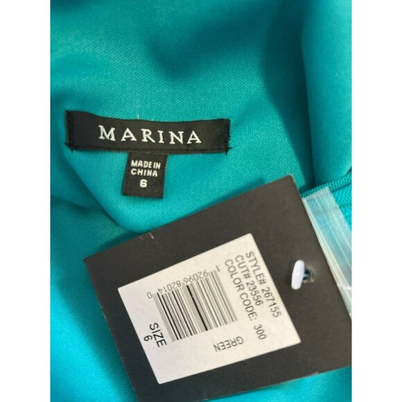 Marina Embellished Formal Mesh Gown Long Green Maxi Dress Size 6 NWT - Picture 8 of 9